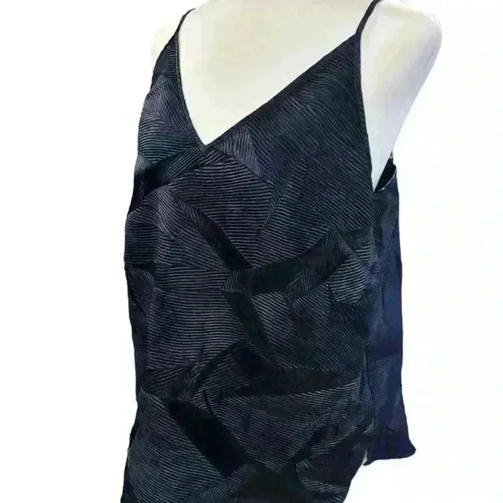 Anthropologie Floreat Navy Textured Tank | Sheer Geometric Cami